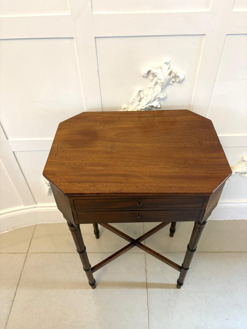 Antique Georgian Mahogany Lamp / Work Table With Removable Sewing Basket - Image 5